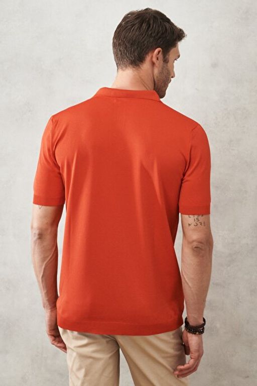 Standart Fit Normal Kesim Polo Yaka K_sa Kollu K_rm_z_ Triko Ti__rt 4A4922200011KMZ