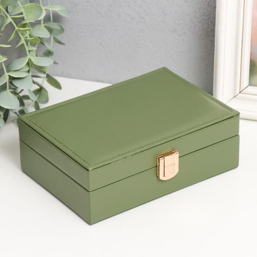 Шкатулка для украшений «Матовая гладь. Прямоугольная», искусственная кожа, с замком, зелёная, 16×11.5×5.5 см