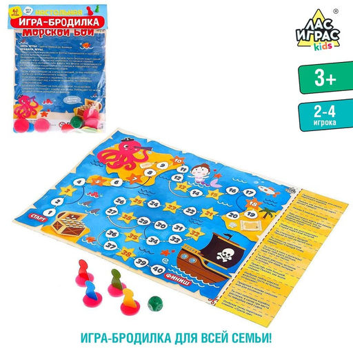 Цена за 2 шт. Настольня игра - бродилка «Морской бой», 2-4 игрока, 3+