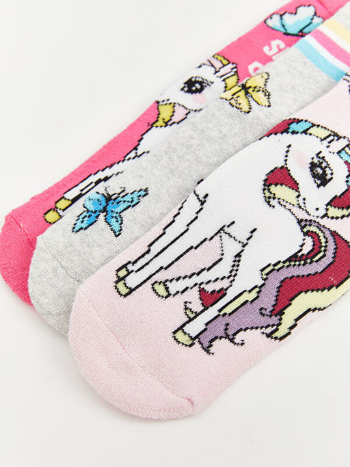 Desenli K?z ?ocuk Soket ?orap 3l? - Waikiki фото 3