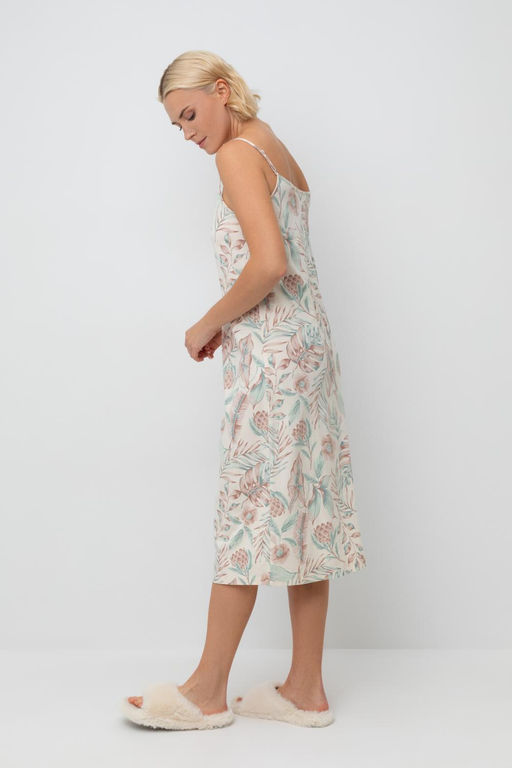 Е 10008/айвори,акварельные тропики сорочка ночная жен