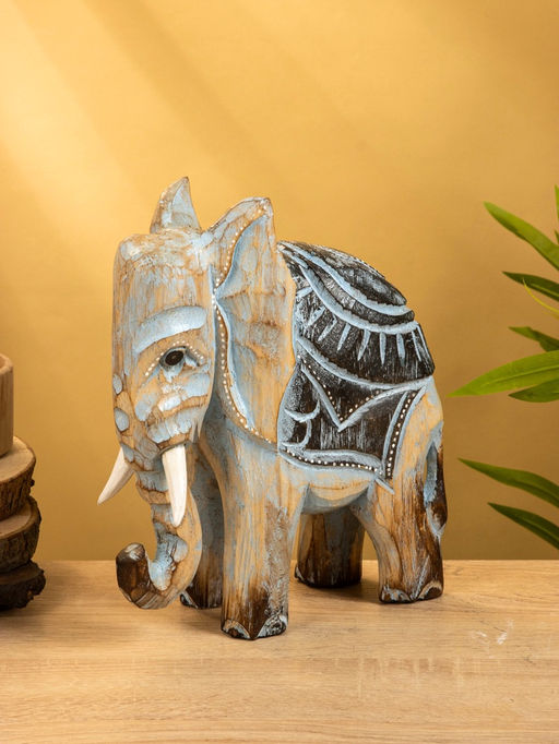 Сувенир «Слон», 24×9×30 см, дерево, коричнево-голубой