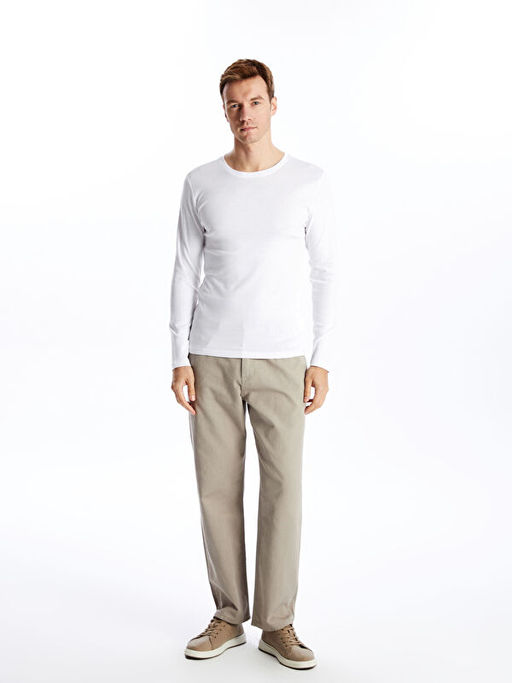 Bisiklet Yaka Uzun Kollu Penye Erkek Ti??rt