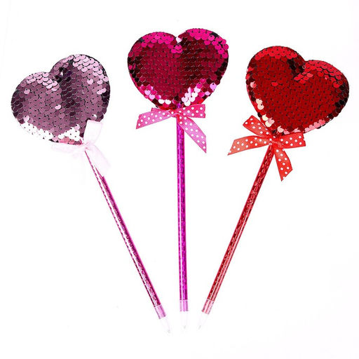 Цена за 12 шт. Ручка Сердечки, с пайетками, синие чернила, МИКС - Simaland фото 3