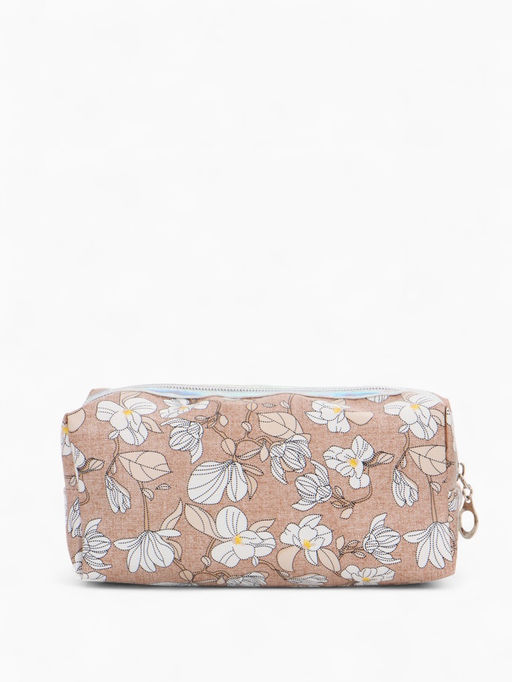 Косметичка на молнии женская, с рисунком, с рисунком, пастельно-коричневая - Simaland фото 5