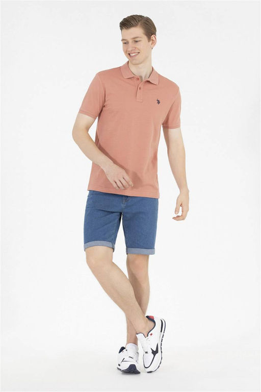 Мужская пудровая футболка с воротником поло Basic - U.s. polo assn фото 11