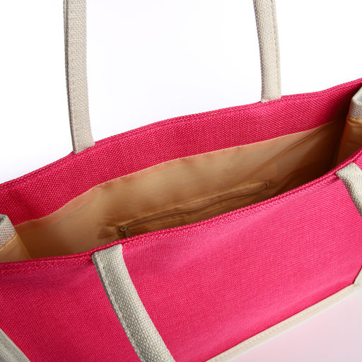 Сумка пляжная без застёжки, цвет молочный/малиновый - Simaland фото 3
