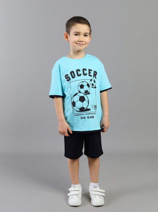 CRB wear / CSKB 90298-40K Комплект для мальчика (футболка, шорты),бирюзовый/Ex.Cherubino