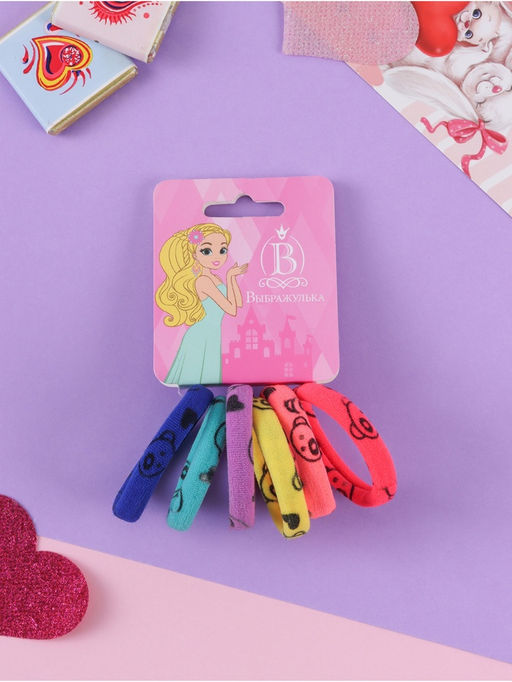 Цена за 6 шт. Резинки для волос «Спорт», набор 6 шт., мордашки