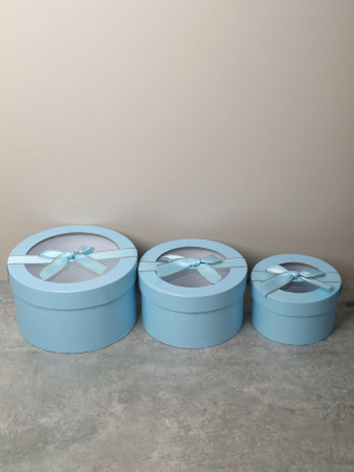 Коробка подарочная 3 штуки 20х20х11 см / 3431-3 /уп 30/голубая - ГалеонТрейд фото 3