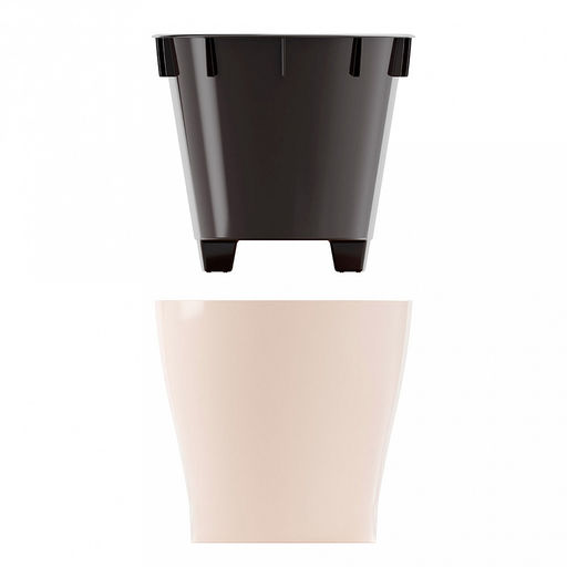 Горшок для цветов пластмассовый "Лея" 4л, 30х14,5х14см, овальный, со вставкой, с автополивом, бежевый (Россия)