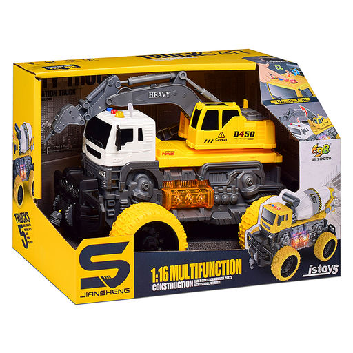 Машина "МегаБур" 1:16 (свет, звук) в коробке (цвет желтый)