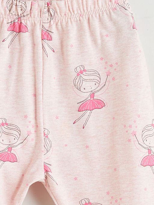 Beli Lastikli Bask?l? K?z Bebek Pijama Alt