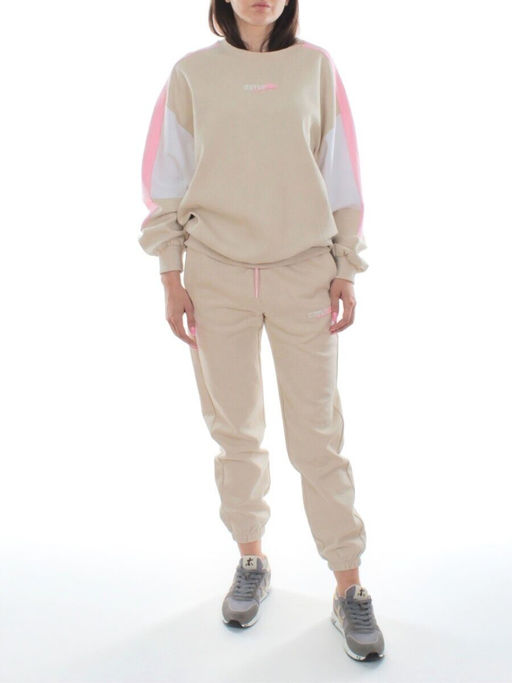 3160/3161 BEIGE/PINK Костюм спортивный женский (95% хлопок, 5% эластан)