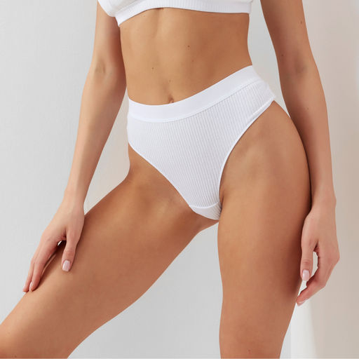 Трусы женские бразильяно MINAKU рубчик, набор 3 шт., размер 48-50, белые, серые, чёрные