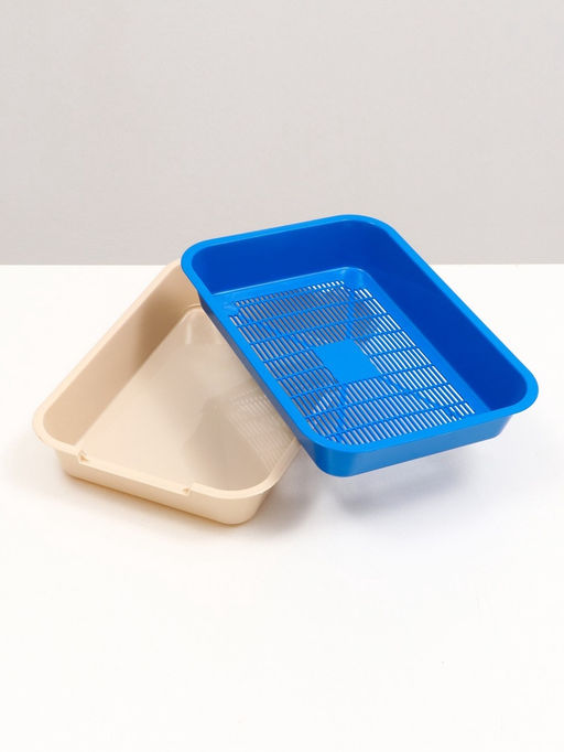 Туалет средний с сеткой 36×26×6.5 см, тёмно-синий/бежевый