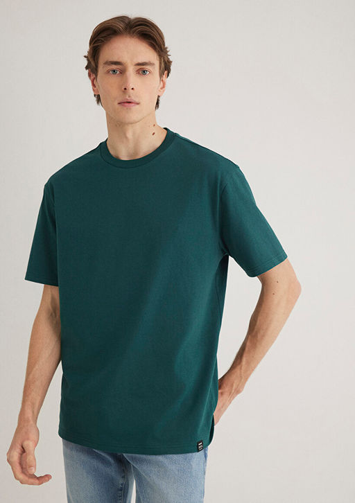 Etiket Detayl? Yesil Basic Tisort - Mavi фото 3