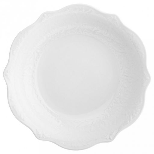 "Русь" Салатник фарфоровый 1,1л, д25х5,5см, белый, рельефный декор, волнистый край (Китай)