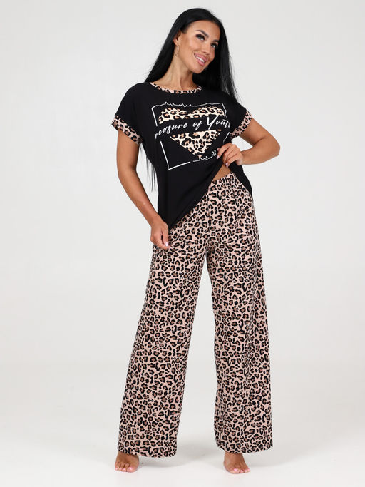 863 ДОМАШНИЙ КОСТЮМ (брюки) (Бежевый леопард) - А-дина фото 3