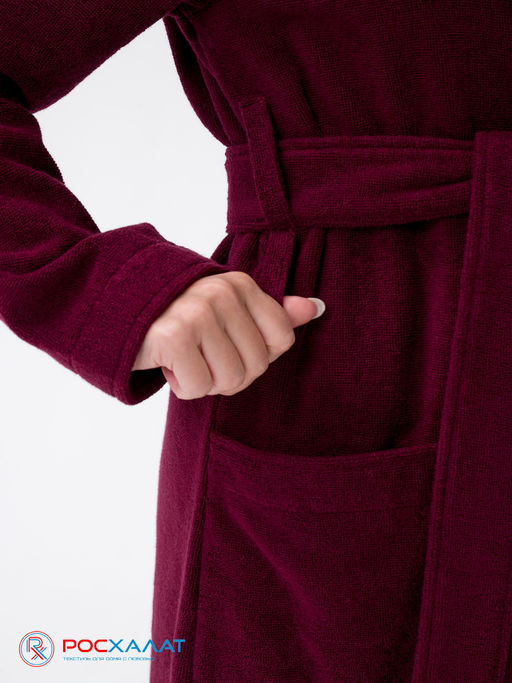 Женский халат с капюшоном темно-бордовый МЗ-06 (122) - Росхалат фото 7