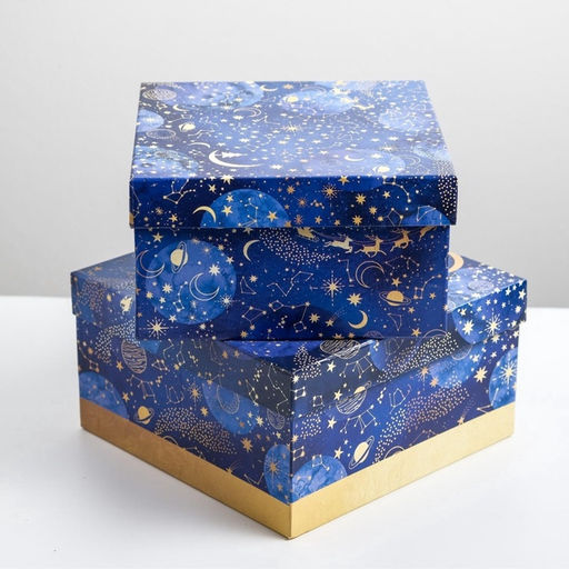 Коробки подарочные новогодние набор 5 в 1 «С новым годом», 14×14×8 - 22×22×12 см