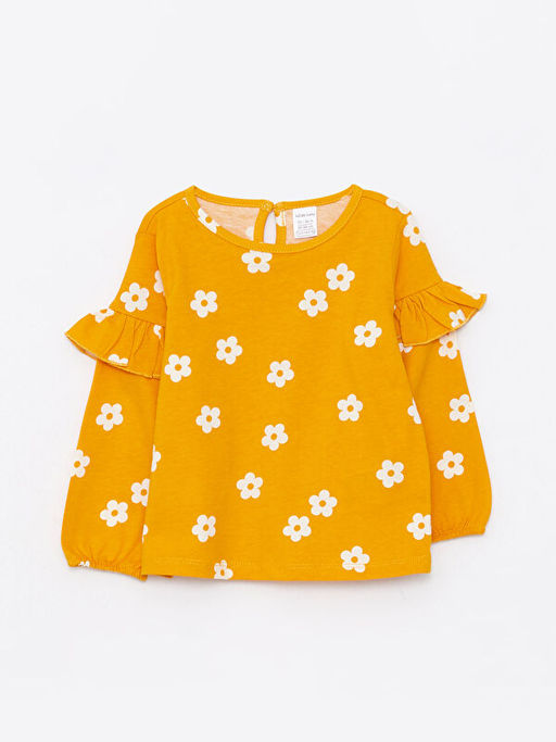 Bisiklet Yaka Uzun Kollu Bask?l? K?z Bebek Ti??rt 2li - Waikiki фото 3