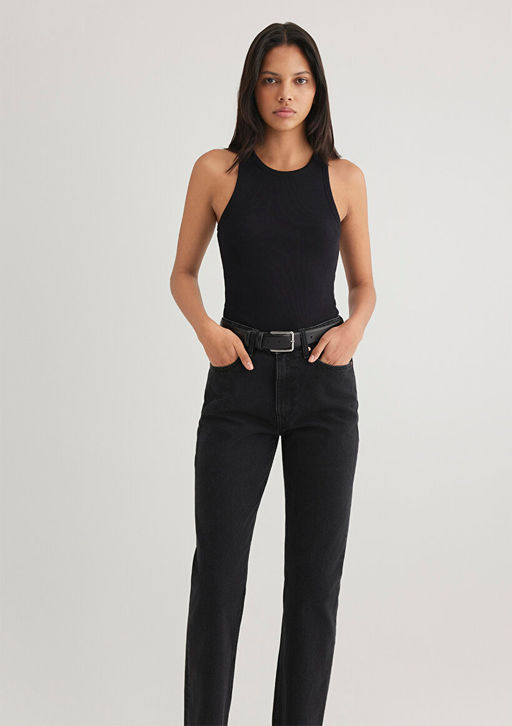 Halter Yaka Siyah Basic Atlet - Mavi фото 2