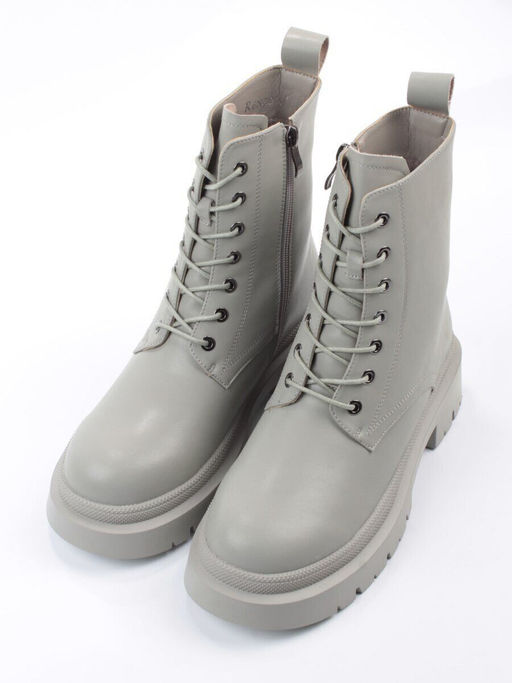 04-PAS70-3Z GRAY/GREEN Ботинки зимние женские (натуральная кожа, 100% шерсть)