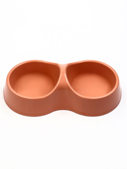 Цена за 2 шт. Миска двойная «Мур-мяу», 200 мл, 22.5 см × 13 см × 6 см, цвет кирпичный