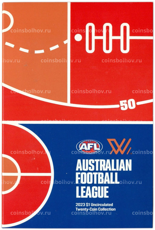 Набор из 20 монет 1 доллар 2023 года Австралия Австралийская футбольная лига (в буклете)