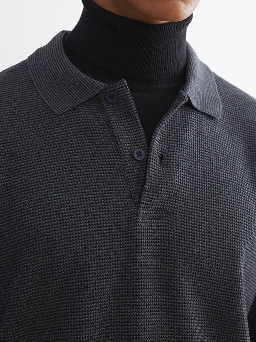 Polo Yaka Uzun Kollu Erkek Sweatshirt
