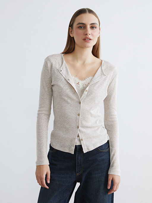 Bisiklet Yaka Dantel Detayl? Kad?n Body