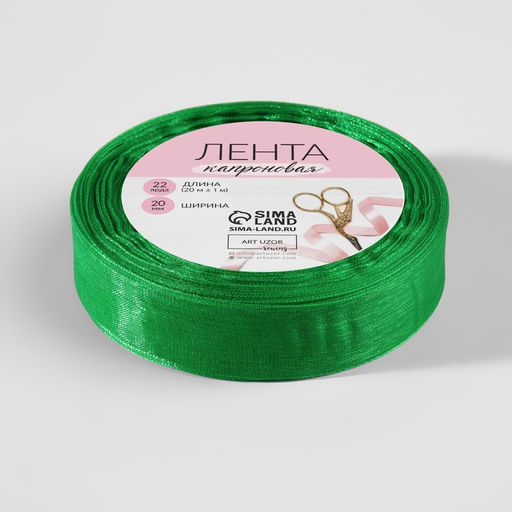 Цена за 5 шт. Лента капроновая, 20 мм, 20 1 м, цвет зелёный №19 - Арт узор фото 2