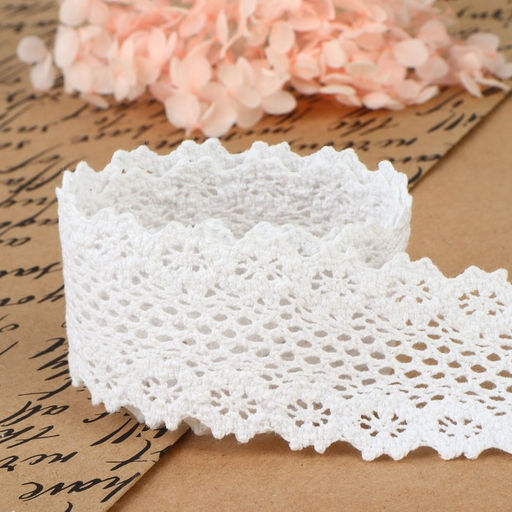 Кружево вязаное, 45 мм, 10±1 м, белое