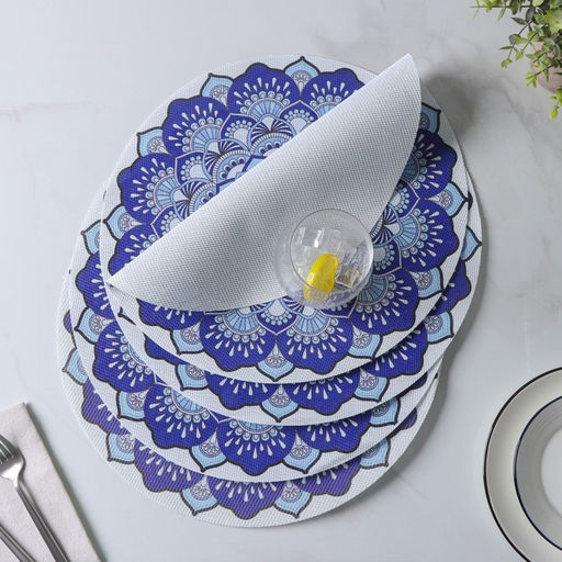 Набор салфеток сервировочных Доляна Силия, d=38 см, 4 шт, цвет синий  фото 14