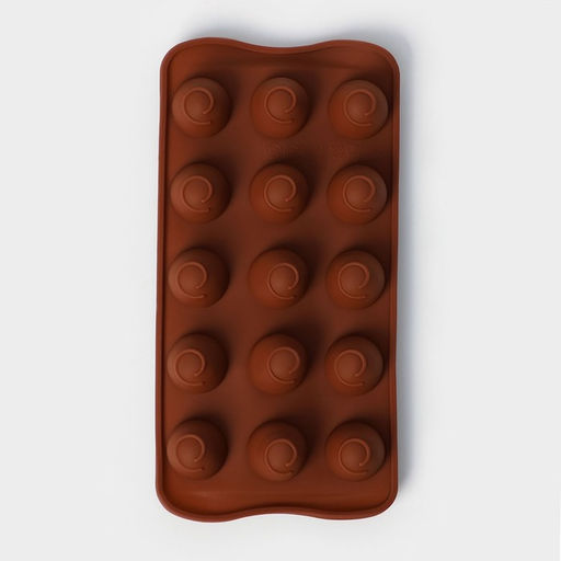Цена за 2 шт. Форма для конфет и шоколада Доляна Рондо, силикон, 21?10.5?3 см, 15 ячеек, коричневая фото 4