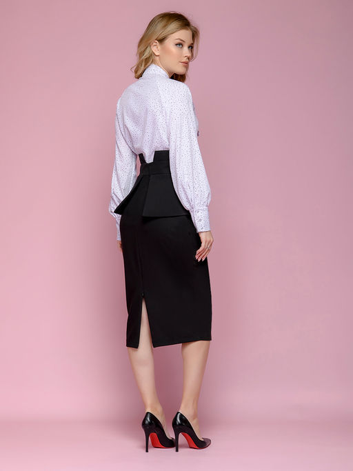 Юбка черная длины миди с баской - 1001dress фото 3