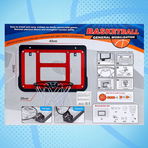 Баскетбольное кольцо с щитом Настоящий мастер, мяч и насос в наборе, диаметр мяча 15 см, кольца 25 см - Simaland фото 13