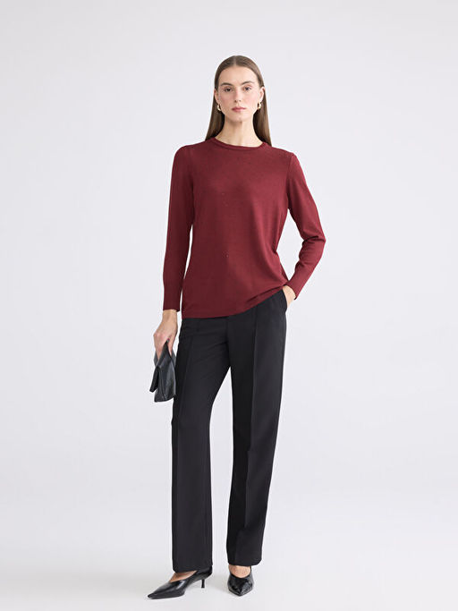 Bisiklet Yaka Ta?l? Kad?n Triko Kazak