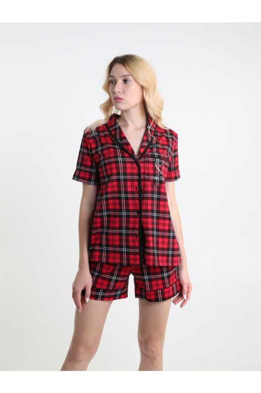 Пижама женская П-71 Клетка красный - Хороший трикотаж фото 4