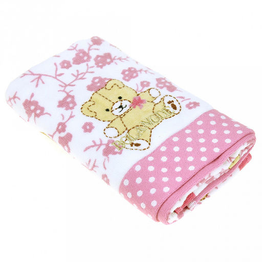 "Япония-2078" Полотенце махровое 34х78см, плотность 300гр/м2, 100% хлопок, "Мишки", розовый, Bolangde (Китай)