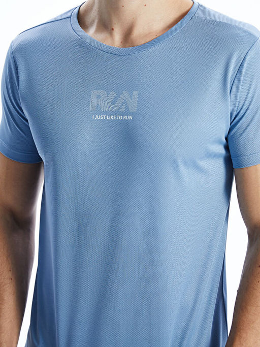 Bisiklet Yaka K?sa Kollu Bask?l? Erkek Ti??rt