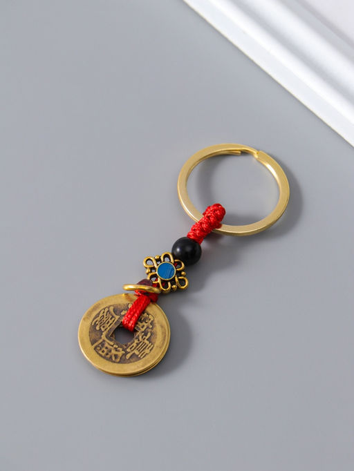 Цена за 3 шт. Брелок металл нэцке "5 китайских монет" 0,3х2,5х8 см