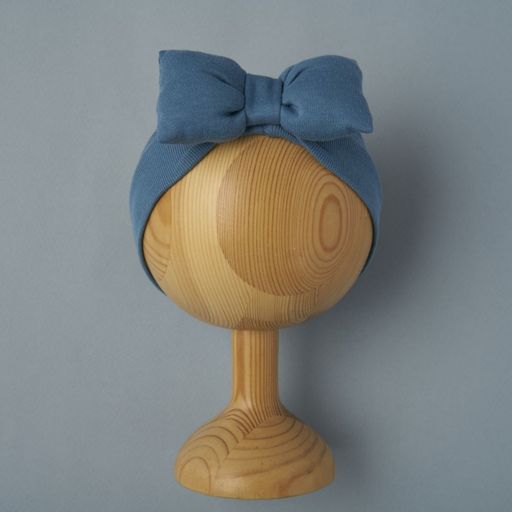 38343 Повязка на голову Petit Bebe "Бант" (интерлок+рибана) Цв.: индиго