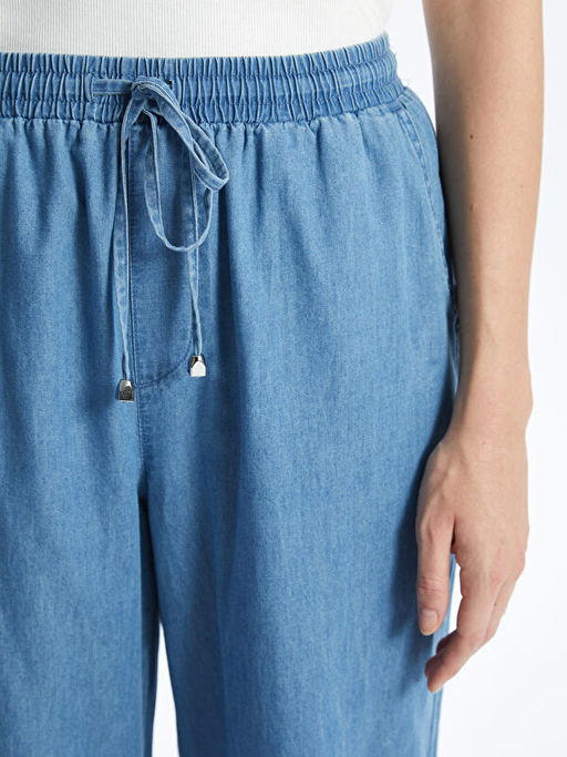 Beli Lastikli Loose Fit Kad?n Jean Pantolon
