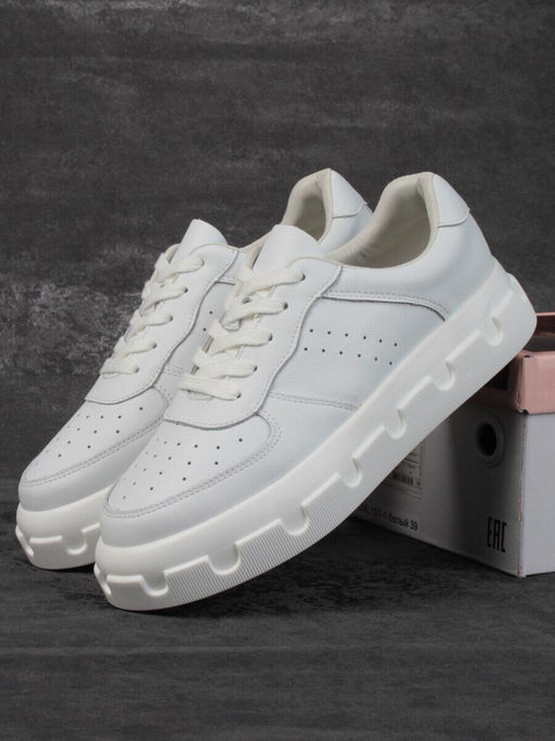 05-PDXL101-1 WHITE Кроссовки женские (натуральная кожа)