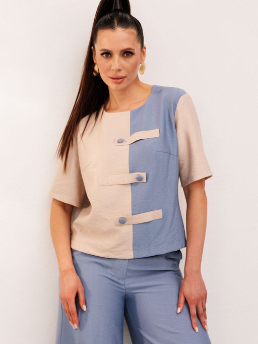 Костюм Galean Style 1007 голубой с бежем