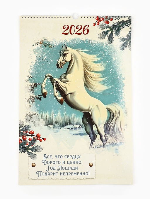 Календарь 2026 перекидной на ригеле А3 «Винтаж»