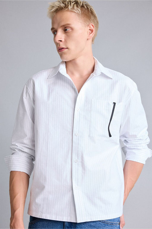Boxy Fit Uzun Kollu _izgili G_mlek