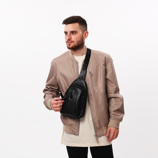 Сумка слинг мужская, искусственная кожа, цвет чёрный - Simaland фото 7